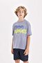 Boys Oversize Wide Fit Crew Neck Printed Short Sleeve T-Shirt C6279A824Hs - 4