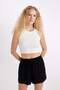 Regular Fit Normal Waist Straight Leg Crinkle Viscose Shorts A3532Ax24Hs - 4