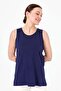 Women's Crew Neck Embroidered Strappy Combed Cotton T-Shirt Navy Blue - 2