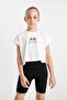 Girls Printed Short Sleeve T-Shirts Biker Tights Set of 2 D0070A824Hs - 4