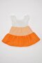 Short-Sleeved Linen Look Dress Baby Girl C7243A524Sm