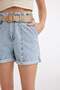 High Waist Folded Paperbag Jean Shorts - C0694AX24SM - 6