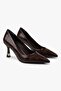 Women's Gilda Brown Crocodile Gold Plated Detailed Stiletto - 2