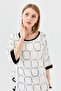 Women's Crew Neck Slit Combed Cotton T-Shirt Ecru/Black - 3