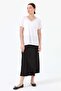 Women's V-Neck Striped Combed Cotton T-shirt White - 4