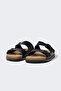 Men's High Sole Double Banded Faux Leather Slippers C3048Ax24Hs
