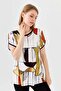 Women's Crew Neck Striped Low Sleeve Combed Cotton T-shirt Black - 4