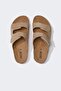 Men's Flat Sole Double Strap Faux Leather Slippers C3755AX24HS - 7