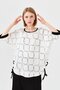 Women's Crew Neck Slit Combed Cotton T-Shirt Ecru/Black - 8