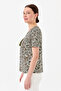 Women's Zippered Collar T-shirt Khaki - 7