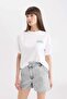 Paperbag High Waist Folded Leg Jean Shorts B7690AX24SM - 5
