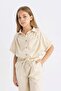 Girl's Cropped Fit Cotton Short Sleeve Shirt C4272A824Sm - 3