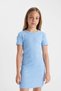 Girls' Crew Neck Ribbed Camisole Short Sleeve Summer Dress C4644A824Sm - 3