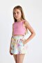 Cotton Pieces of Patterned Shorts for Girls C9495A824Sm - 6