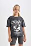 Relax Fit Crew Neck 3D Printed Short Sleeve T-Shirt Girl Child C8711A824Sm - 4
