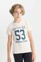Boy's Crew Neck Printed Short Sleeve T-Shirt C6888A824Hs