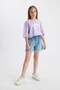 Crew Neck Crop Glow-In-The-Dark Printed Short Sleeve T-Shirt Girls C5461A824Sm - 6