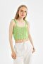 Cool Slim Fit Square Neck Strappy Crochet Knitwear Undershirt D1401Ax24Sm - 6