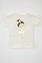 Baby Girl Crew Neck Ballerina Printed Short Sleeve T-Shirt C8642A524Sm
