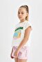 Boxy Fit Crew Neck Tropical Patterned Short Sleeve T-Shirt Girl Child C5280A824Sm - 4