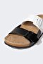 Men's Flat Sole Double Banded Faux Leather Slippers C3754AX24HS - 6