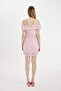 Bodycon Body Hugging Off-The-Shoulder Draped Pink Tulle Mini Evening Dress C8966Ax24Sm - 6