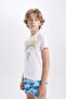 Boy's 2-Piece Set Printed Short Sleeve T-Shirt Swim Shorts C4531A824Hs - 4