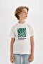 Crew Neck Printed Short Sleeve T-Shirt Boys D0431A824Hs - 4
