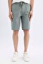 100% Cotton Regular Fit Straight Leg Gabardine Bermuda Shorts C5397Ax24Sm - 4