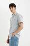 Slim Fit Slim Fit Striped Cotton Short Sleeve Shirt C7361Ax24Sm - 4