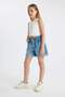 Paperbag Jean Shorts for Girls B8113A824Sm - 4