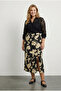 Plus Size Wrinkled Fabric Slit Detailed Elastic Waist Skirt 303769