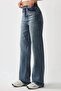 Mid-Waist Straight Leg Denim Trousers