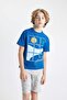 Boys' Crew Neck Printed Short-Sleeved T-Shirt C3306A824SM - 3