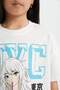 Girls Oversize Wide Fit Crew Neck Printed Short Sleeve T-Shirt B5170A824Hs - 4