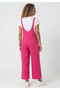Women's Fuchsia Wide Leg Linen Look Gardener Style Comfortable Cut Salopet Jumpsuit - 4