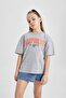 Girls' Crew Neck Printed Short Sleeve T-Shirt B5168A824Hs - 4