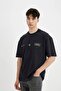 Oversize Fit Crew Neck Back Printed Short Sleeve T-shirt C7161AX24SM
