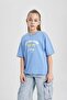 Girls Oversize Wide Fit Crew Neck Printed Short Sleeve T-Shirt B5129A824Sm - 3