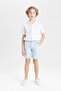 Basic Plain Gabardine Shorts with Pockets for Boys C2955A824Sm