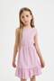 Girls' Checkered Sleeveless Summer Dress C4022A824Sm