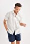 Regular Fit Polo Collar Striped Cotton Short Sleeve Shirt C8315AX24SM - 3