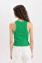 Slim Fit Halter Neck Corded Fabric Ribbed Knit Athlete C4078Ax24Sp - 6