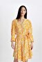 Marocain Long Sleeve Midi Dress with Peep Collar Floral Pattern C3386Ax24Sm - 6