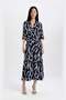 Shirt Collar Print Linen Blend Half Sleeve Midi Dress C7094Ax24Sm - 2