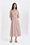 Shirt Collar Striped Belted Linen Short Sleeve Midi Dress C8638AX24SM - 4