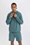 Fit Standard Fit Hooded Woven Zipper Cardigan B5145Ax24Sp - 3