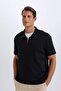 Regular Fit High Collar Half Zipper Modal Blended Heavy Fabric Short Sleeve T-Shirt B6502Ax24Sp - 3