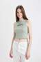 Fitted Printed Crew Neck T-Shirt Corded Fabric Ribbed Knit Athlete C9327Ax24Sm