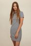 Bodycon Body-Hugging Crew Neck Striped Ribbed Camisole Short Sleeve Mini Dress C1733Ax24Sp - 2